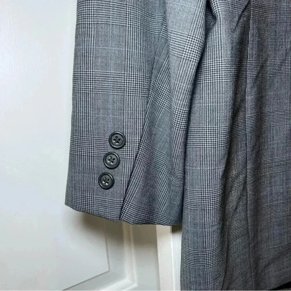Brooks Brothers Brooksease Blazer / Suit Jacket size 44L Gray Subtle Blue Plaid